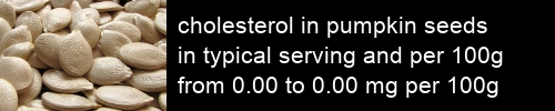 cholesterol in pumpkin seeds information and values per serving and 100g